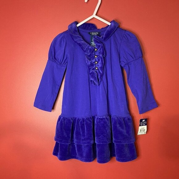 CHAPS Baby Girl Purple Holiday Velour Dress - Size 18M - NWT - Picture 1 of 3